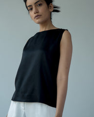 Saltpetre womens wear, indo-western shell top for semi formal, casual, occassional wear. Comfortably elegant woth delivate feminine straps in black colour.