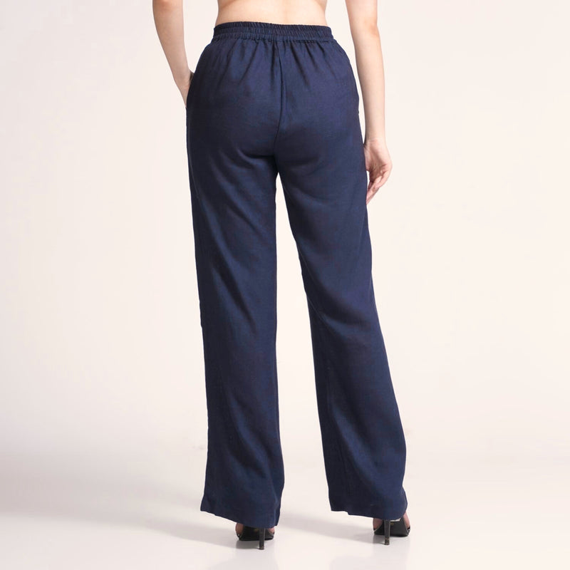 Nyla Set Of 2 - Long Line Shirt & Pants - Navy Blue