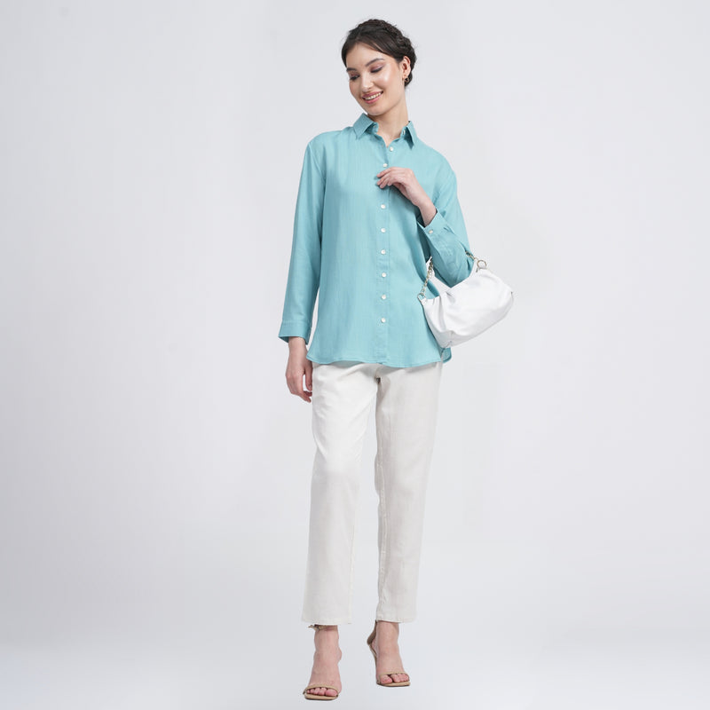 Opal Set Of 2 - Shirts & Pants - Blue & Ecru