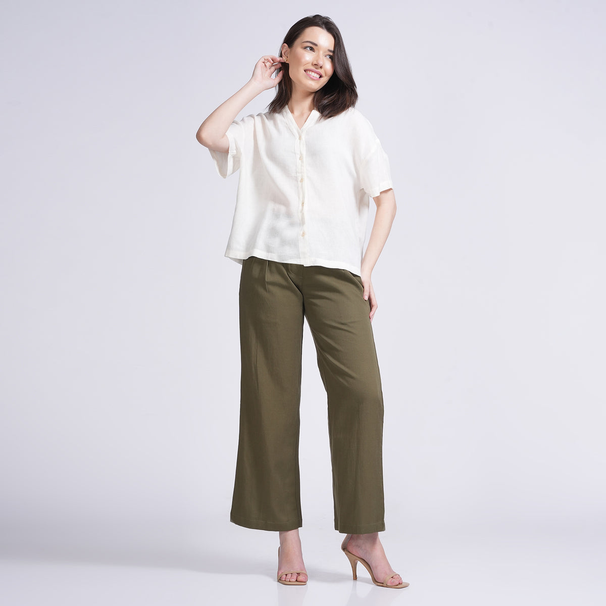 Ella Set of 2 - Top & Pants - Ecru & Olive