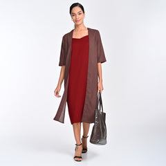 Fleur Set Of 2 - Overlay & Dress - Coffee & Maroon