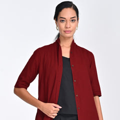 Dakota Long Shirt Jacket - Maroon