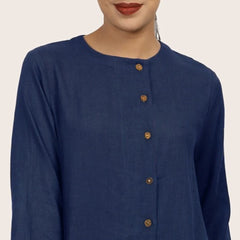 Nyla Long Line Shirt - Navy Blue