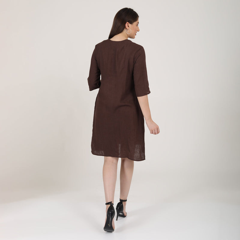 Della Panelled Dress - Coffee