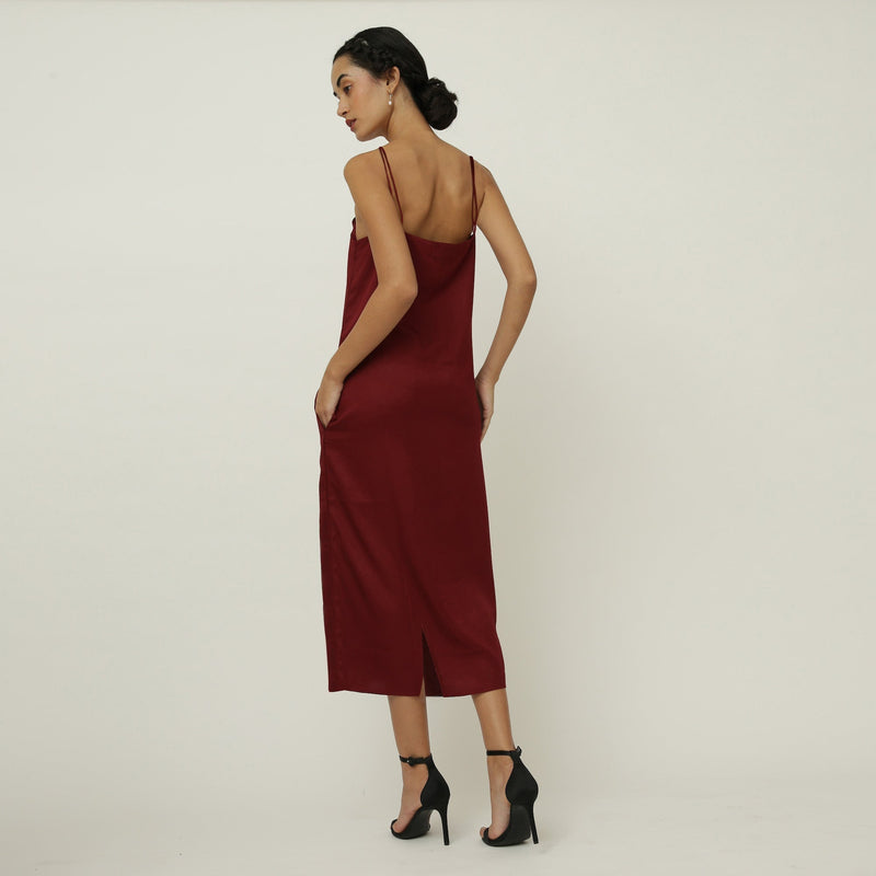 Fleur Set Of 2 - Overlay & Dress - Coffee & Maroon
