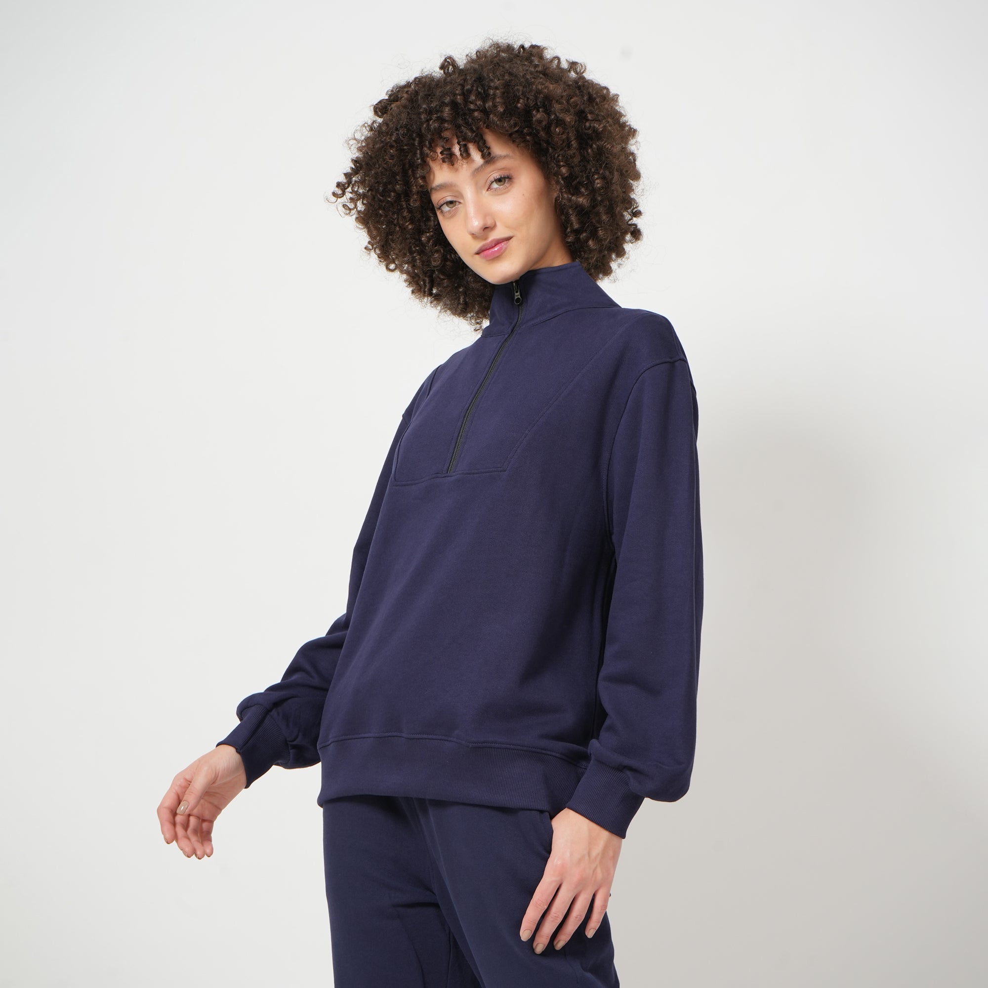 Half Zip Up Jumper - Navy Blue