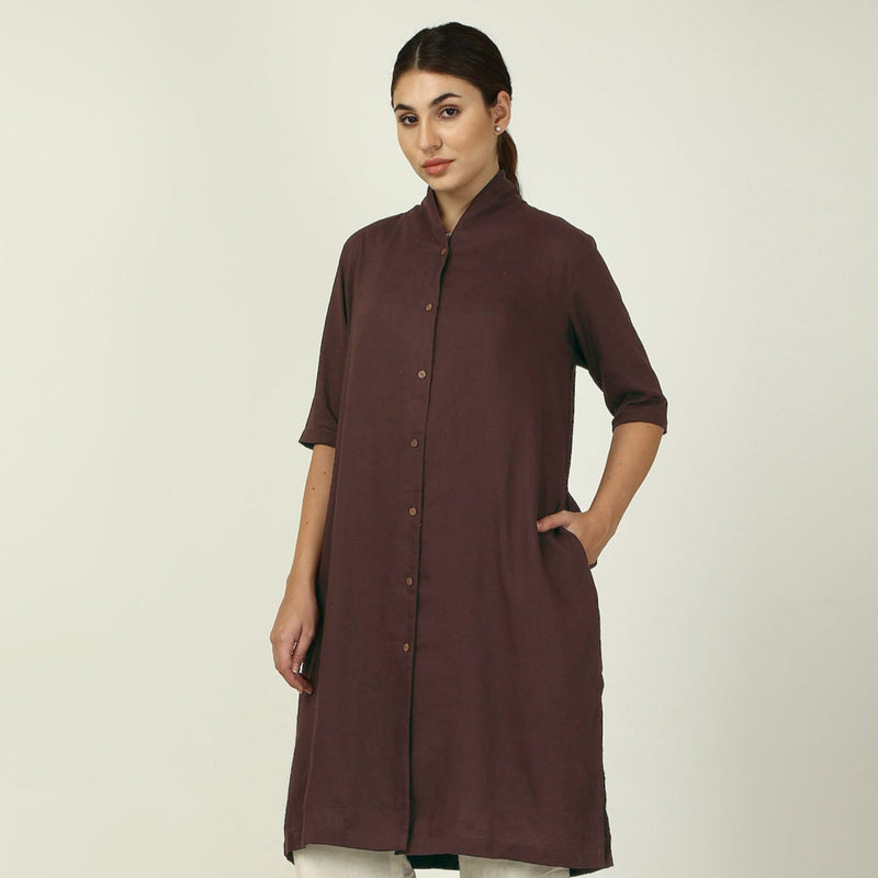 Dakota Long Shirt Jacket - Coffee