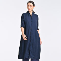 Dakota Co-ord Set - Long Shirt & Pants - Navy Blue