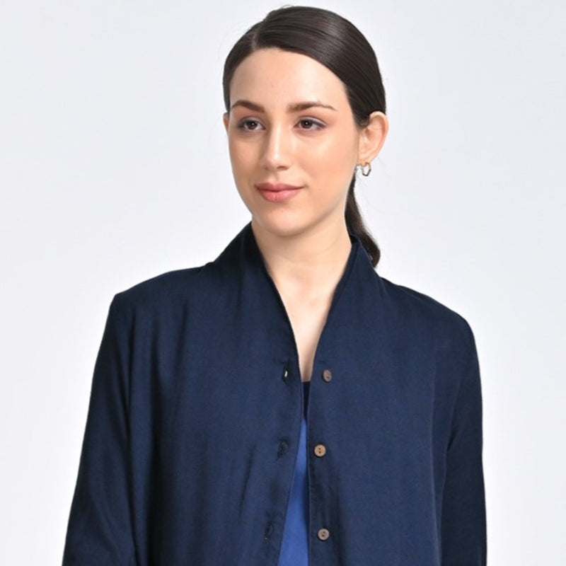 Dakota Long Shirt Jacket - Navy Blue