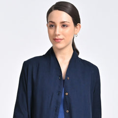 Dakota Long Shirt Jacket - Navy Blue