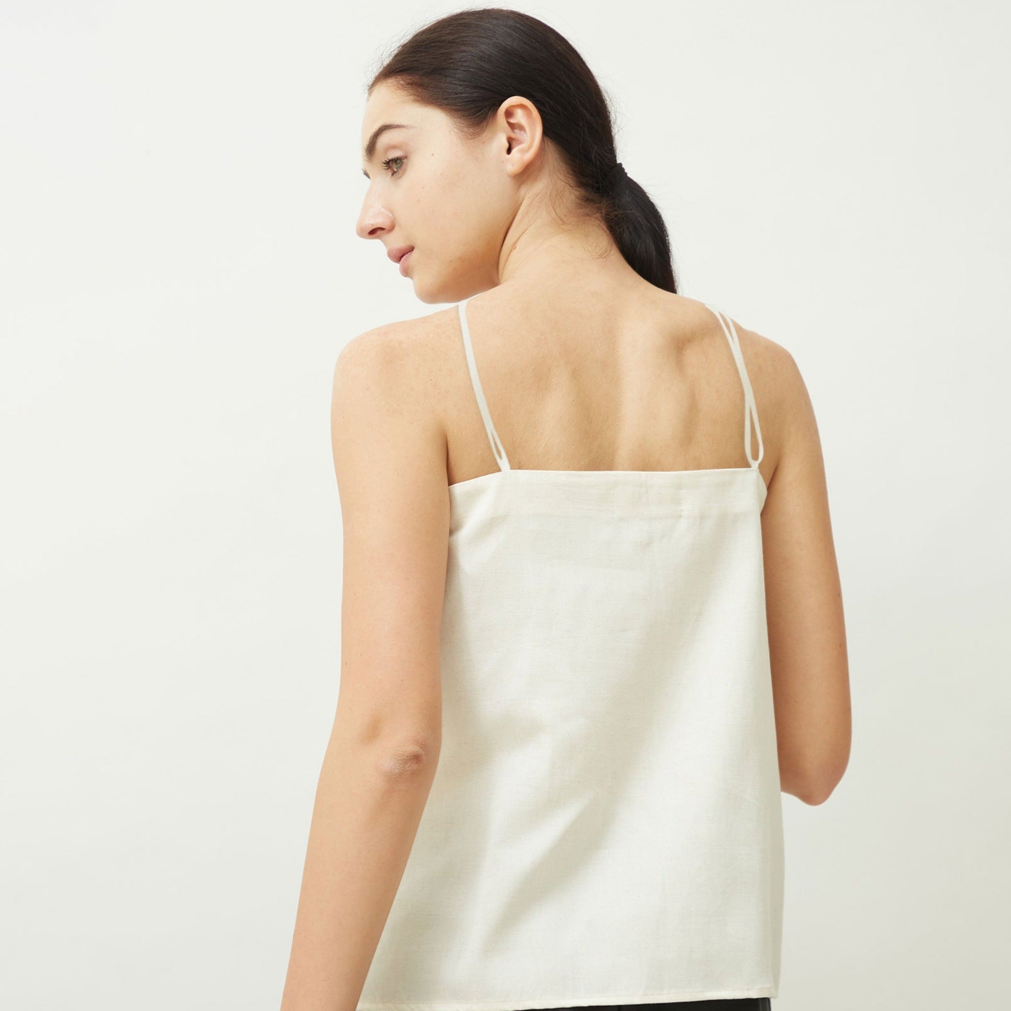 Florence Set Of 3 - Overlay, Slip Top & Barrel Leg Pants - Ecru With Autumn Rust Edging