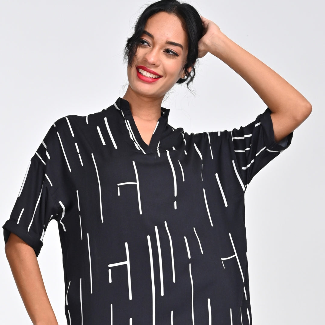 Kimono Tunic - Black Cedar Print - Limited Edition