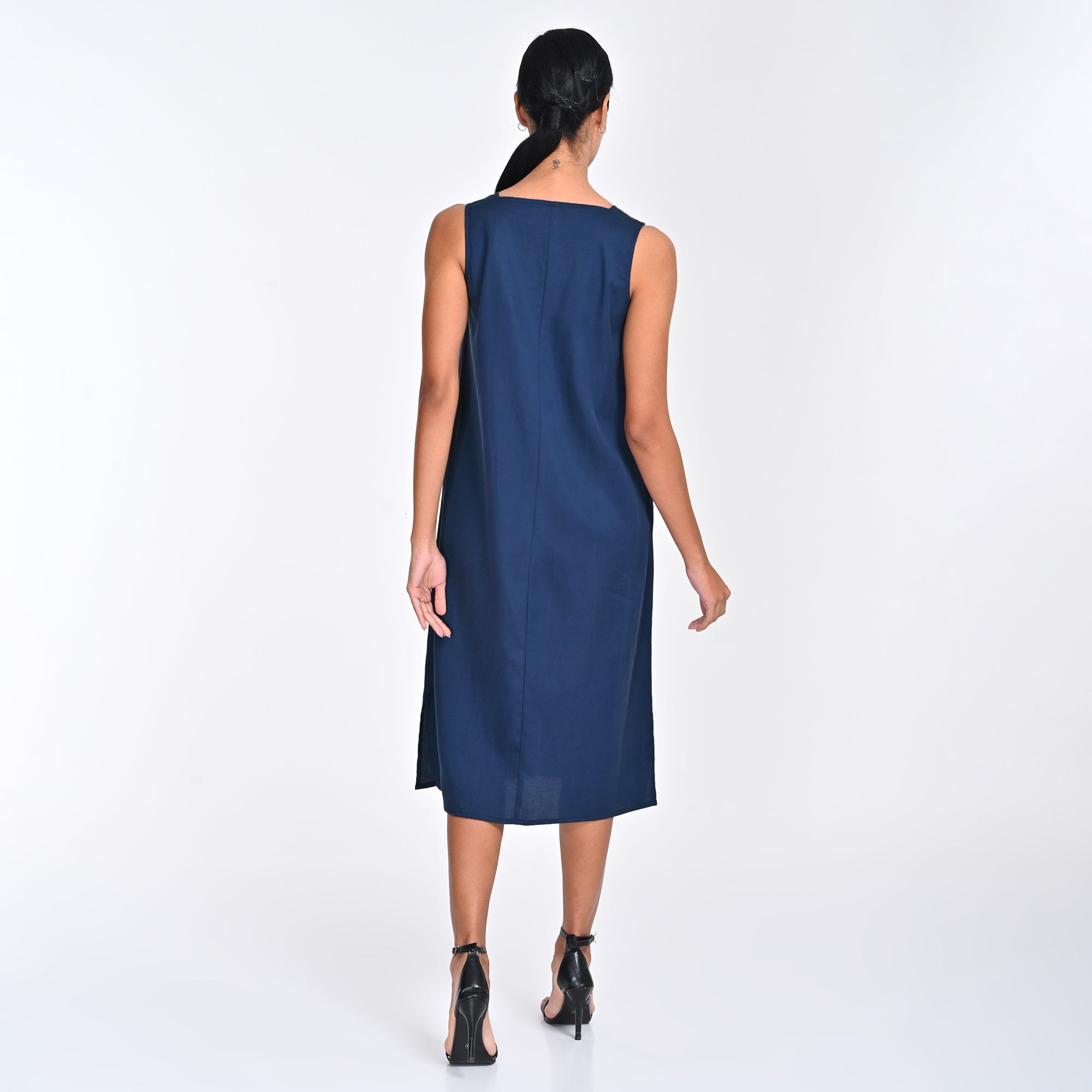 Chloe Square Neck Dress - Navy