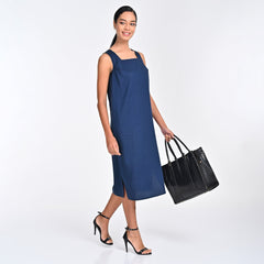 Chloe Square Neck Dress - Navy