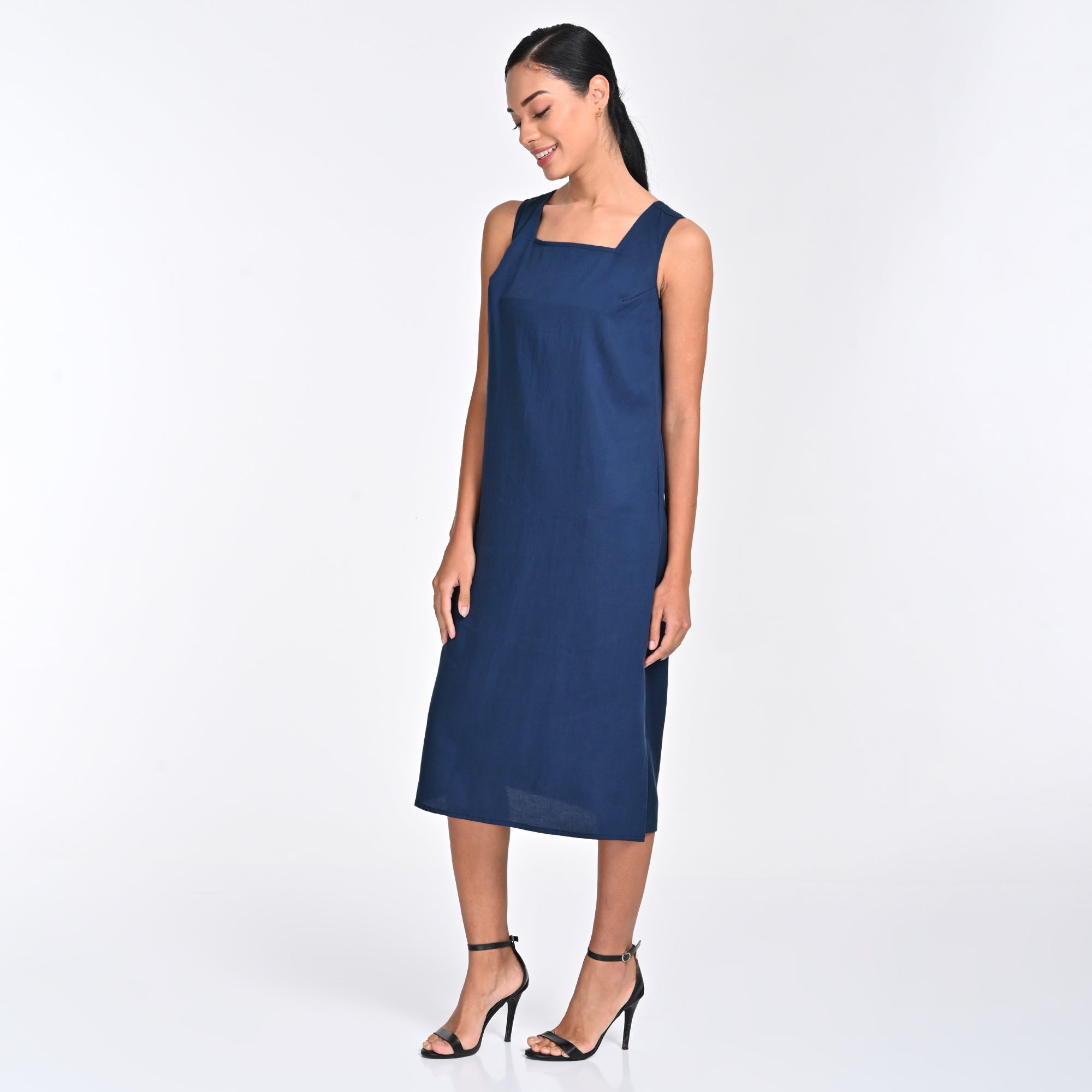 Chloe Square Neck Dress - Navy