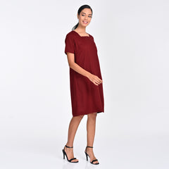 Renee Square Neck Dress - Maroon