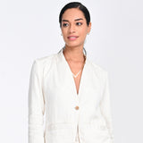 Doreen Stand Collar Blazer - Ecru
