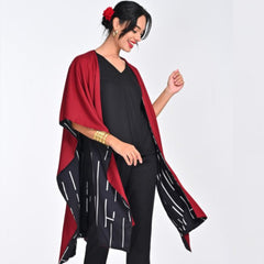 Reversible Cape - Black Cedar Print & Maroon - Limited Edition