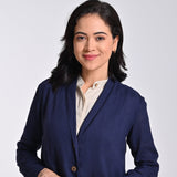 Claudia Linen Long Jacket - Navy