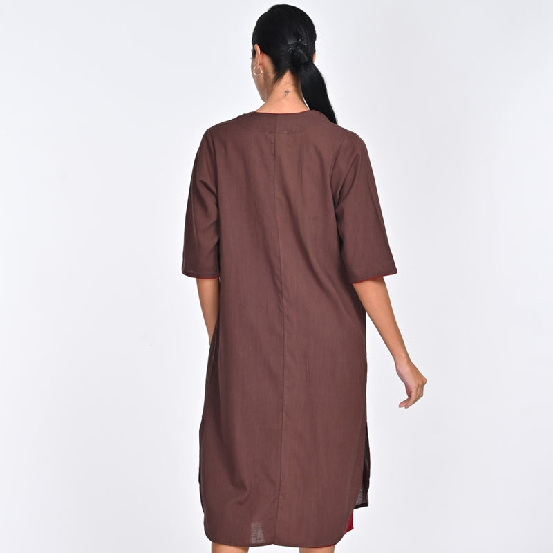 Fleur Set Of 2 - Overlay & Dress - Coffee & Maroon