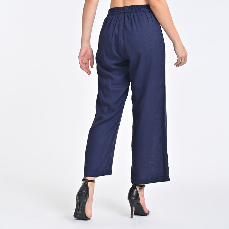 Dakota Co-ord Set - Long Shirt & Pants - Navy Blue
