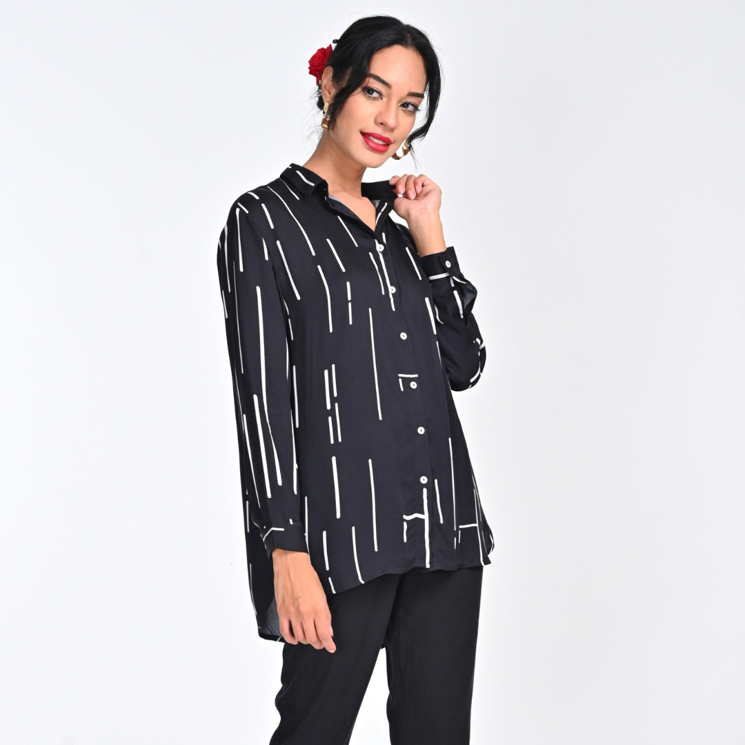 Jessica Shirt - Black Cedar Print - Limited Edition