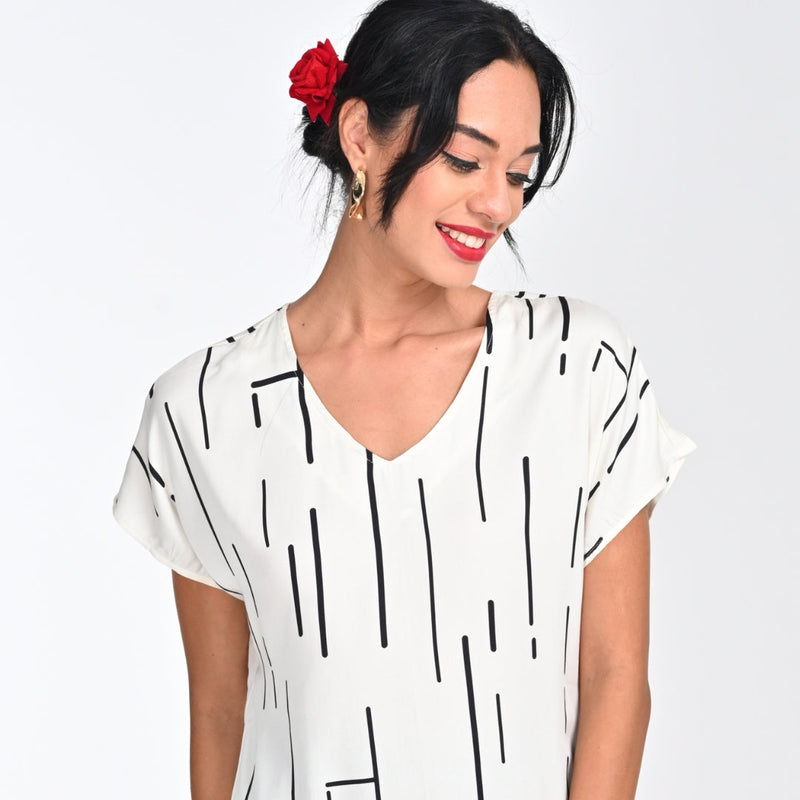 Aurora Top - Ecru Cedar Print - Limited Edition