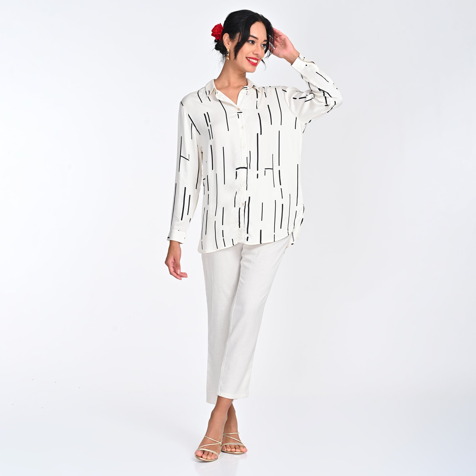 Jessica Shirt - Ecru Cedar Print - Limited Edtition