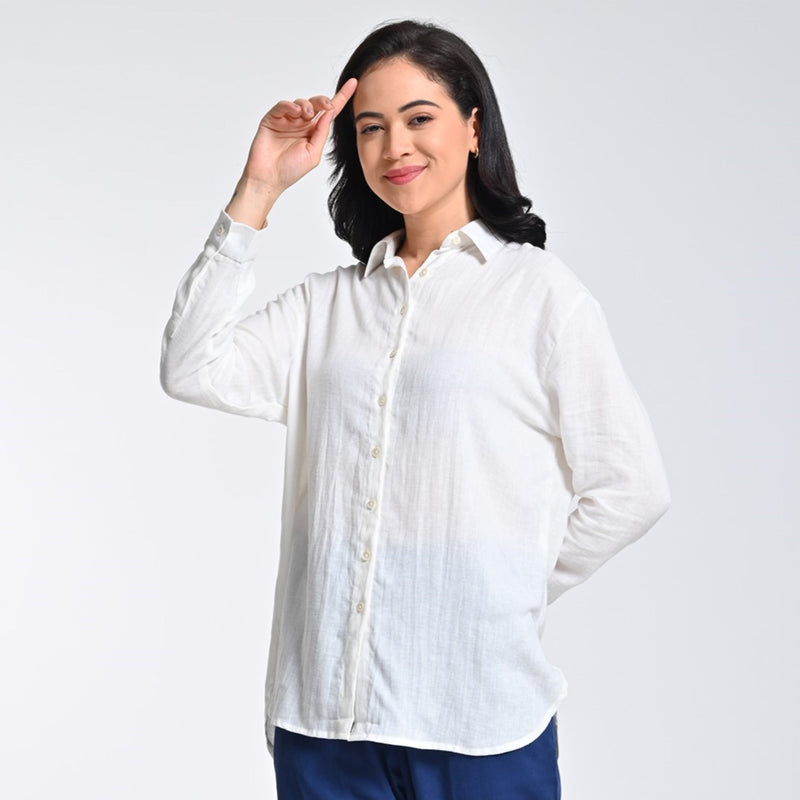 Opal Set Of 2 - Shirts & Pants - Ecru & Navy Blue