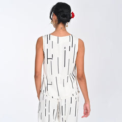 Shell V-Neck Top - Ecru Cedar Print - Limited Edition