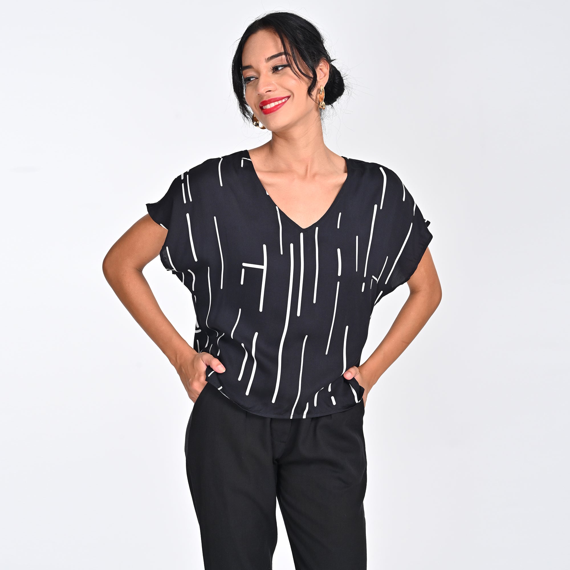 Aurora Top - Black Cedar Print - Limited Edition