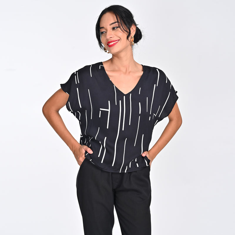 Aurora Top - Black Cedar Print - Limited Edition