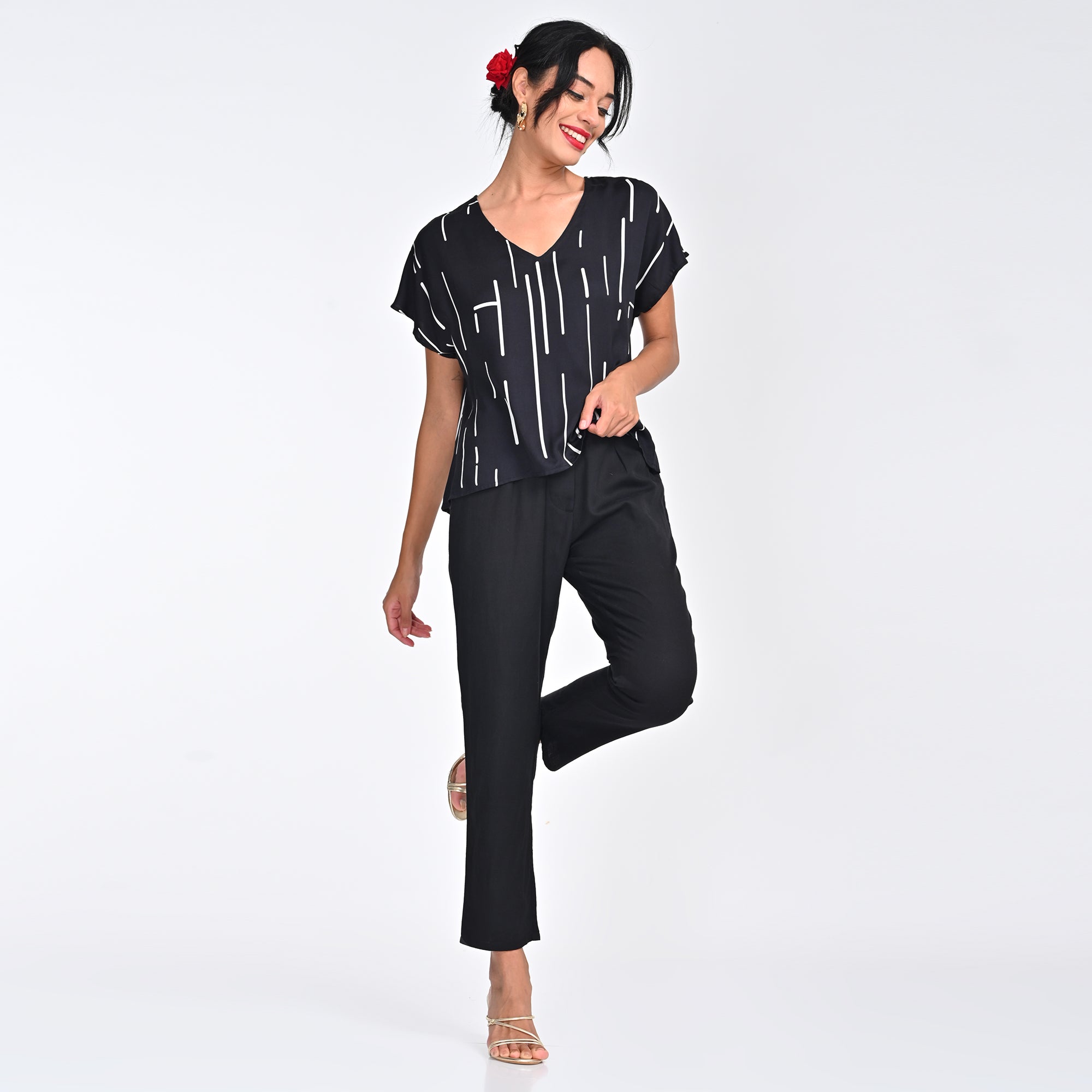 Aurora Top - Black Cedar Print - Limited Edition