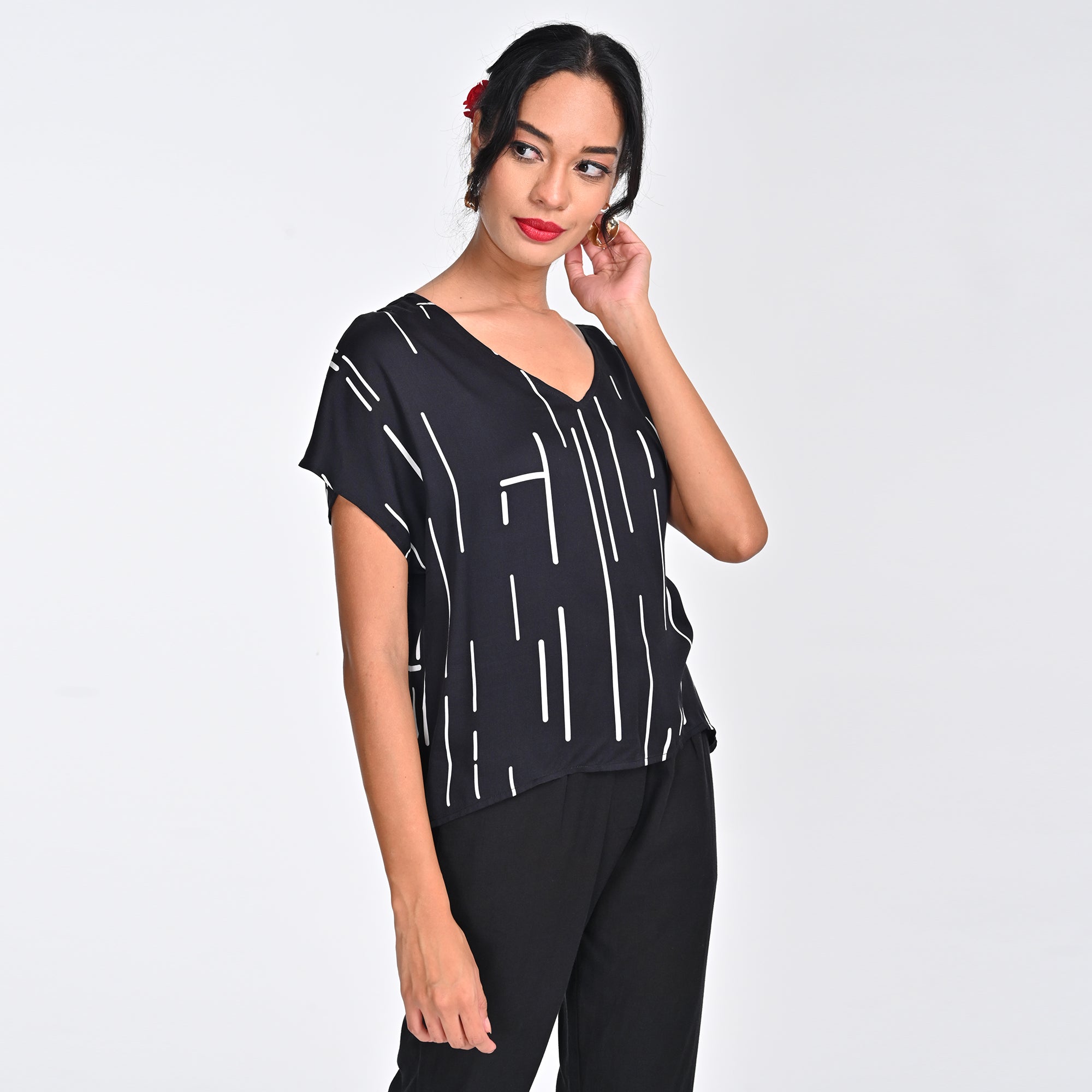 Aurora Top - Black Cedar Print - Limited Edition