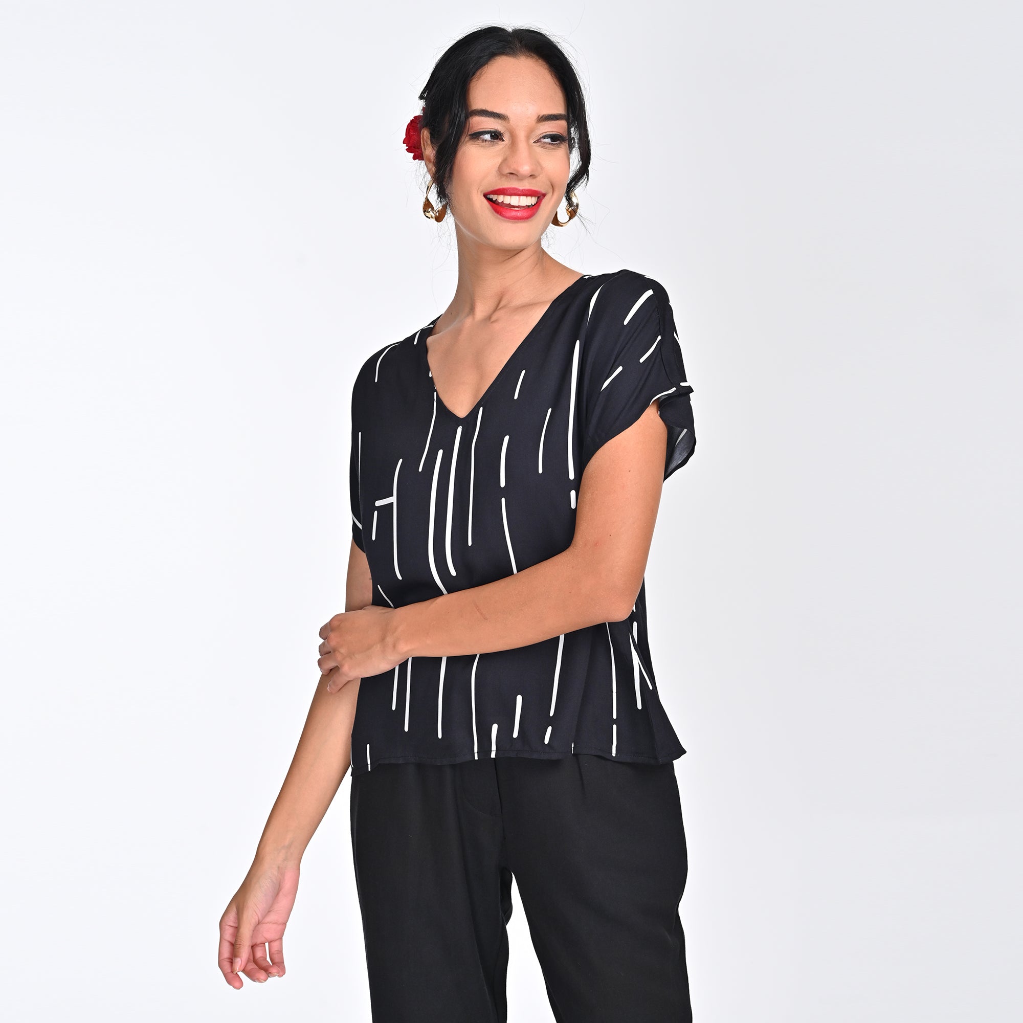 Aurora Top - Black Cedar Print - Limited Edition