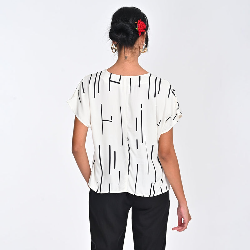 Aurora Top - Ecru Cedar Print - Limited Edition
