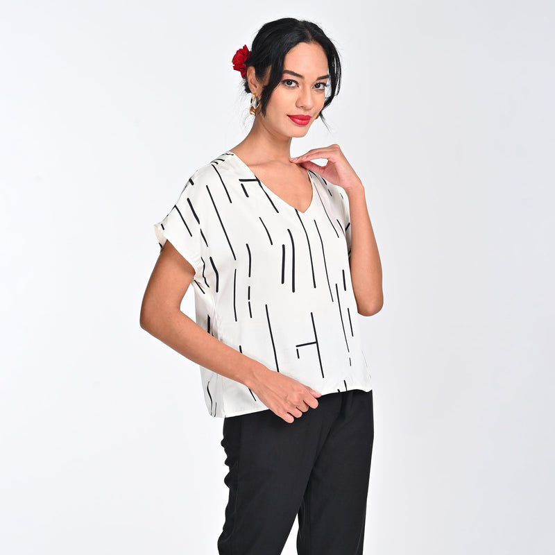 Aurora Top - Ecru Cedar Print - Limited Edition