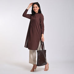 Sofia Set of 2 - Long Tunic & Pants - Coffee Brown & Beige