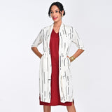 Dakota Set Of 2 - Long Shirt Jacket & Dress -  Ecru Cedar Print & Maroon - Limited Edition