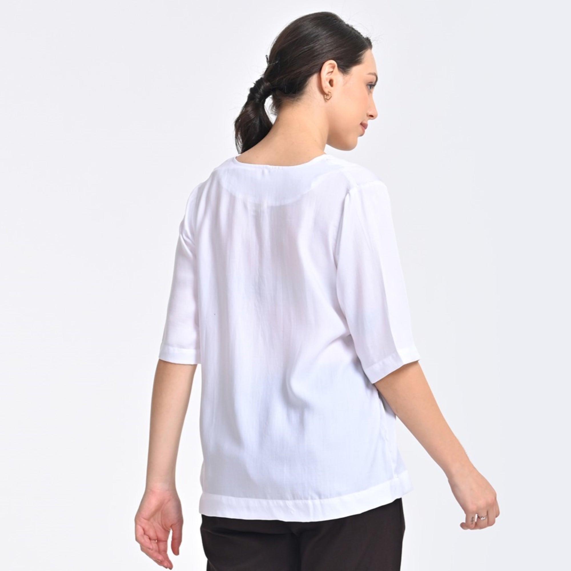 Diana Front Pleat Top - Ecru