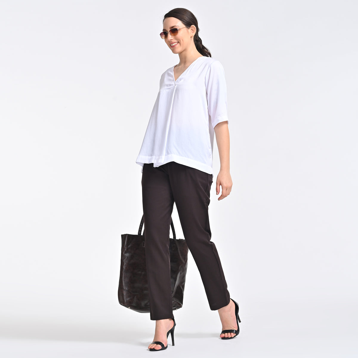 Diana Set of 2 - Top & Pants - Ecru & Coffee