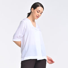 Diana Front Pleat Top - Ecru