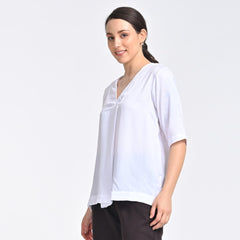 Diana Front Pleat Top - Ecru