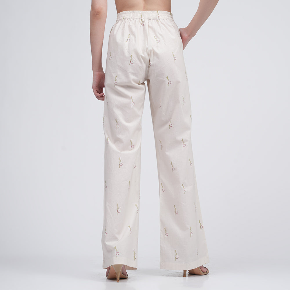 Dakota Co-ord Set - Long Shirt & Pants - Ecru block print