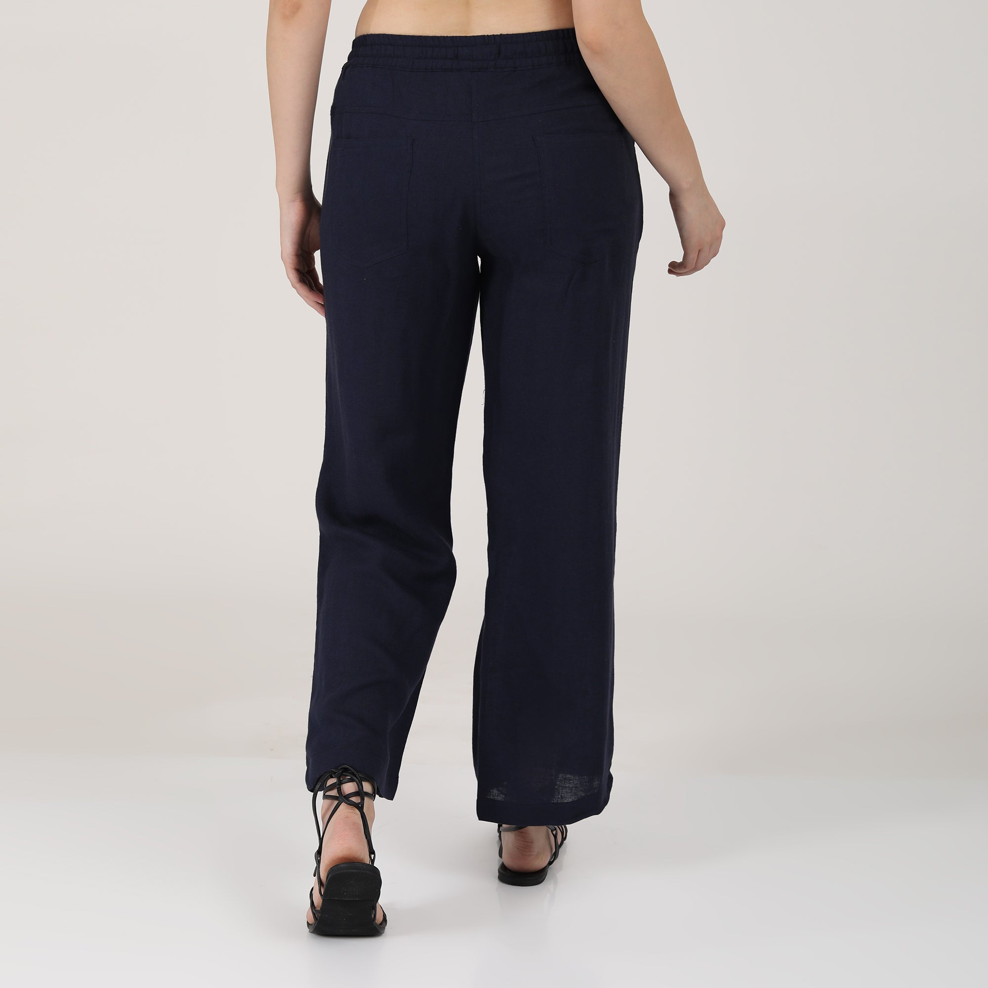 Evelyn Co-ord Set Of 2 - Wrap Top & Pants - Navy Blue