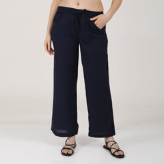 Evelyn Co-ord Set Of 2 - Wrap Top & Pants - Navy Blue