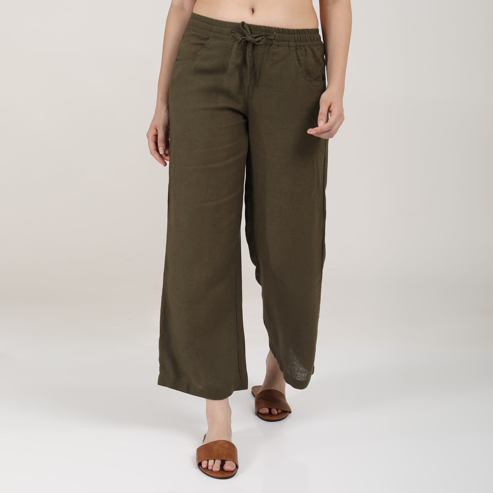 Evelyn Co-ord Set - Wrap Top & Pants - Olive Green