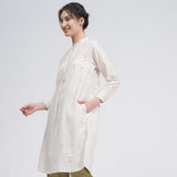 Pleated Tunic - Ecru block print