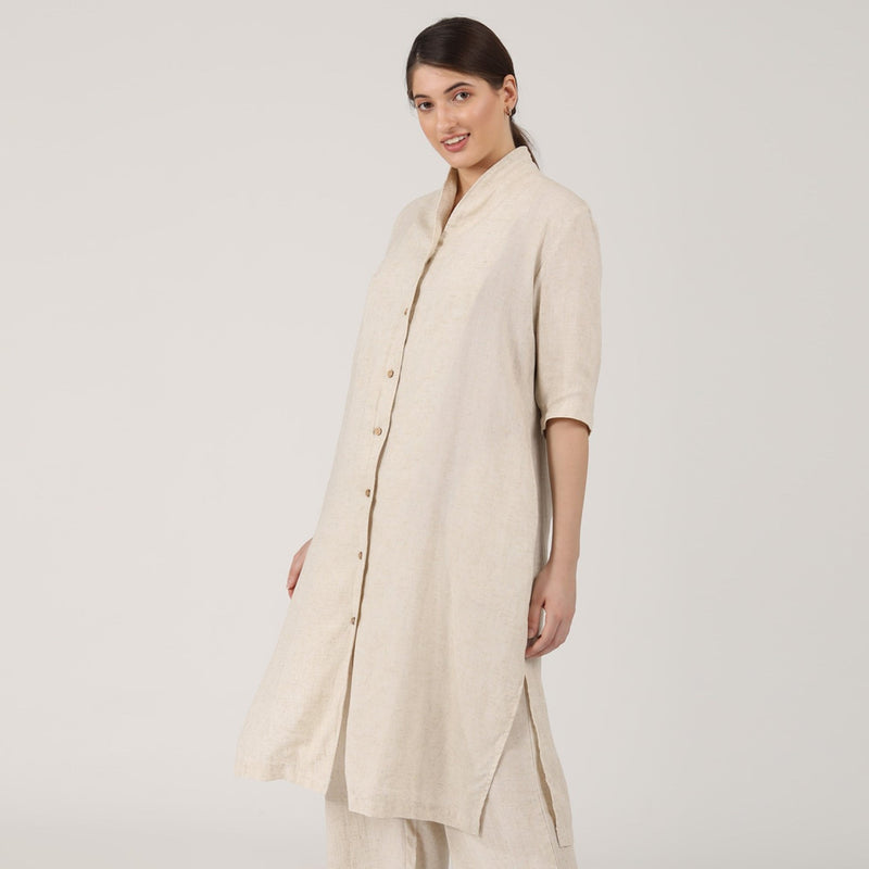 Dakota Long Shirt Jacket - Beige