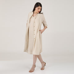 Dakota Set Of 2 - Long Shirt Jacket & Dress - Beige